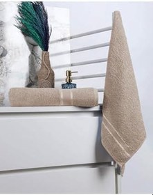Resim %100 Pamuk 2 Parça Kadın/Erkek Banyo Duş Hamam Havlu Seti 90x150 Cm (Bej) 