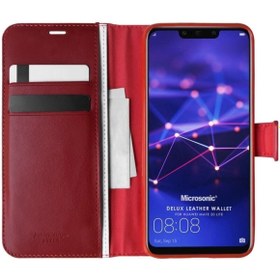 Resim Dolia Huawei Mate 20 Lite Kılıf Standlı Kapaklı Korumalı Kırmızı 