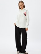 Resim Oversize Kapüşonlu Sweatshirt Arkası Meyve Baskılı Şardonlu 