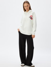 Resim Oversize Kapüşonlu Sweatshirt Arkası Meyve Baskılı Şardonlu 