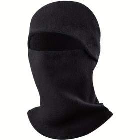 Resim 1 adet Polar Fleece Balaclava, 360° Termal Sıcak Açık Hava Bisiklet Yüzü, Entegre Boyun Kapağı ile Kayak Şapkası, Rüzgar Geçirmez ve Soğuk Geçirmez, Örgü Kumaş, Polyester, Makinede Yıkanabilir - Siyah 