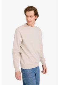Resim Defacto Bisiklet Yaka Basic Düz Sweatshirt G6721ax25aubg766 Bej-bg766 