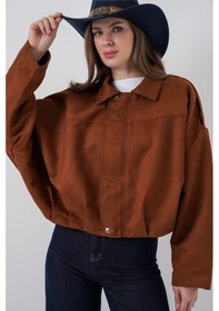 Resim Bigdart Kadın Oversize Süet Ceket 1055 - Y.Kiremit 