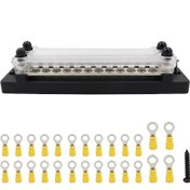 Resim Cp-3025 150a 12-48v Rv Yat Çift Sıralı 12 Bara, 28 Adet Terminalli Siyah 