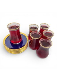 Resim Sudedi Home Gerçek Altın Yaldızlı Çay Bardağı Seti 6 Kişilik Gold - Mavi 