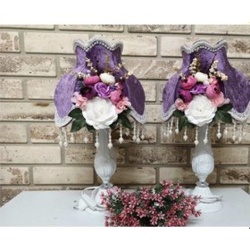 Resim Dekovien Çiçek Dekorlu Abajur 2 Adet Özel Tasarım Dekoratif Eşya Diğer 