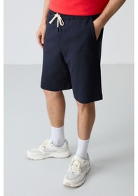 Resim Fiesta Lacivert Pamuklu Kalın Yumuşak Dokulu Oversize Fit Basic Erkek Şort Takım - 85257 Kırmızı 