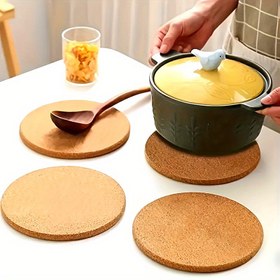 Resim 4 Adet Yuvarlak Mantar Isıya Dayanıklı Matlar, Tabaklar, Tencereler ve Bitkiler için, Mutfak ve Yemek Masası Koruyucuları, Sentetik Kapak, Ev Mutfak Aksesuarları 