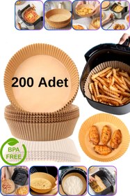 Resim Hane Dostu 200 Adet 20 CM | Yuvarlak Tabak Model | Air Fryer Yağ Geçirmez Pişirme Kağıdı 