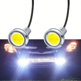 Resim 2 adet 18MM Gümüş Kabuk Kartal Gözü LED DRL Far - Lensli Yüksek Performanslı Araba Farları, 18mm Çap, 36V Uyumlu, Otomobiller ve Kamyonlar için 