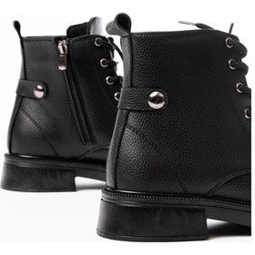 Resim Siyah Galata Bağcıklı Fermuarlı Günlük Kadın Bot Siyah 