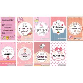 Resim Farklımarket Kız Bebek Hatıra Anı Kartları (9'Lu Set) 