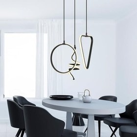Resim Karışık/Sarkıt Avize / 80x30 cm/Antrasit Gövde / 3 Renk Işık 