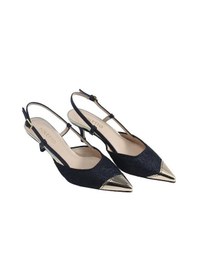 Resim Poletto Hakiki Deri /tekstil Sıyah-altın Ayakkabı Stiletto 9841 59-2509 Siyah 