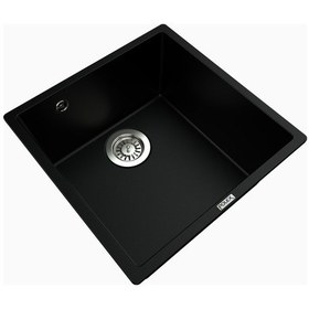 Resim Polex Cristalüx Granit Evye P-X40 Siyah Tezgah Altı Ve Tezgah Üstü Kare Mutfak Evyesi 53.8x44 CM 