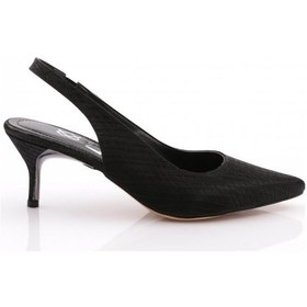 Resim Dgn 5011 Arkadan Bağlamali Topuklu Ayakkabi Siyah İthal 