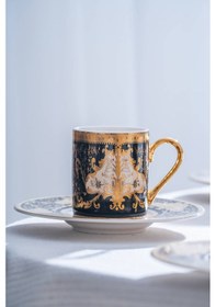 Resim Acar Milolica 24k Altın Detaylı 6 Kişilik Porselen Kahve Fincan Takımı - 100 Ml Renkli 