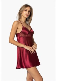 Resim Pierre Cardin 6'lı Saten Gecelik Sabahlık Çeyiz Seti 6010 Bordo 001 