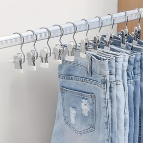 Resim 10 Adet Paslanmaz Çelik Çok Amaçlı Askı - Yoga Pantolonu, Kot ve Şapka için Yer Tasarrufu Sağlayan Gardırop Düzenleyici, Dayanıklı Pas Dirençli Elbise Askısı & Ev Organizasyonu İçin Giysi Mandalı 