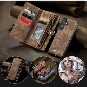 Resim Fochsia Galaxy Uyumlu S25 Edge Brownness Manyetik Cüzdan Kapaklı 2si 1 Arada Bilek Askılı Kartlık 
