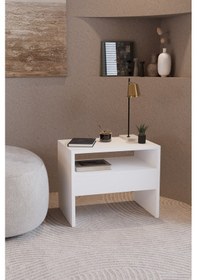 Resim Edge Modern Yan Sehpa Modüler Salon & Oturma Odası Sehpası Beyaz 