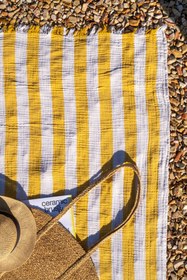 Resim Çizgili Dokulu Peştemal Sarı - Sarı / 90x175 