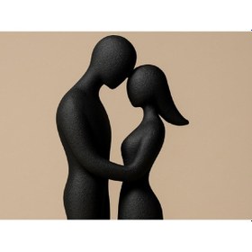 Resim Minimalist Erkek Ve Kadın Mat Siyah Heykel 