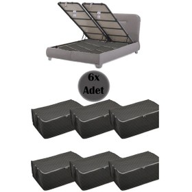 Resim Adarya Home Çekyat Baza Tipi Hurç Baza Alti-Kazak-Yastik-Pike Saklama Hurcu 6 Adet 22 x 40 x 60 Gri 