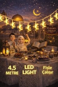 Resim 4,5 metre 3 yıldız 1 Pilli led ışık, Şerit led SARI Işıklar Peri Işıkları Aydınlatmalı Şerit Led led ışık şerit Led Işık 3 Yıldız 1 Ay 