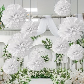 Resim 1 Paket/9 adet, Kağıt Havlu Pom Pomları, Beyaz Kağıt Çiçek Dekoru, DIY El Yapımı El Sanatları Çiçekler, Ev Dekoru, Oda Sahne Dekoru, Fotoğraf Aksesuarları, Anneler Günü Paskalya Bahar Yaz Nişan Düğün Doğum Günü Parti Malzemeleri, Tatil Aksesuarları 