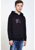 Resim Sao Anime Baskılı Unisex Çocuk Kapüşonlu Siyah Sweatshirt Siyah 