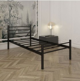 Resim 4K HOME DESİNG Metal Karyola Metal Siyah Renk Karyola 90x200 Tek Kişilik 