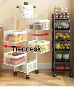 Resim Trendesk 5 Katlı Lux Beyaz Metal Patates Soğan Sebze Meyve Sepeti Sebzelik 