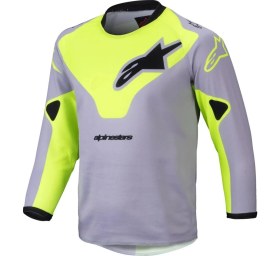 Resim Alpinestars Kids Racer Veil Çocuk Off-Road Jerseyi Gri Sarı Siyah 