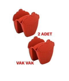 Resim Silikon Fırın Eldiveni Vak Vak 2 Li Kırmızı Kırmızı 