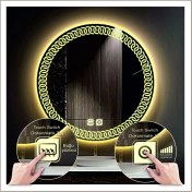 Resim Dnr-MirrorDnr-Mirror 80 cm Günışığı Ledli Tasarım Kumlamalı Dokunmatik Tuşlu Buğu Önleyicili Banyo Aynası Makyaj Aynası 