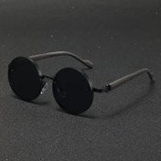 Resim 1 adet Erkek Retro Metal Moda Gözlük - Ultra Hafif, Yuvarlak Çerçeve Siyah Lens ve Altın Tonlu Aksesuarlar - Partiler, Alışveriş, Günlük Giyim için Mükemmel - Cadılar Bayramı, Noel, Paskalya, Yeni Yıl için İdeal Hediye - Tüm Yüzler için Çok Yönlü Aksesuar, Parti Gözlüğü, Vintage Gözlük, Dayanıklı Gözlük 