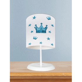 Resim Mekta Home Bebek ve Çocuk Odası Mavi Kral Taç Desenli Abajur 
