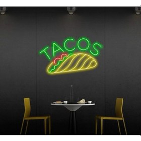 Resim Tacos Yazılı Ve Şekilli Neon Tabela Yeşil 