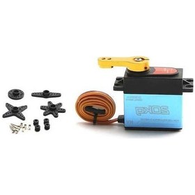 Resim Besthome1 20kg Dijital Servo 180 Paslanmaz Çelik Dişli + Kırmızı 25t Metal Kolu - Mavi Kasa Qy3220 