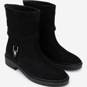 Resim Valmenti Kadın Siyah Süet Düz Bot 1075 Ella-09 Bn Bot Sk24-25 Sıyah Suet Siyah Suet 