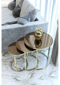 Resim Capridos Mobilya Gold Bronz Aynalı Zigon Sehpa Altın 