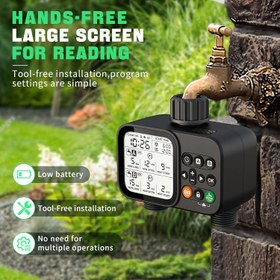 Resim Outdoor Bahçe Hortumu Zamanlayıcı, 8 Programlanabilir Yağmur Gecikmeli ve Manuel/Otomatik Modlu Sulama Sistemi, Büyük LCD Ekranlı Çim Sulama Sistem 