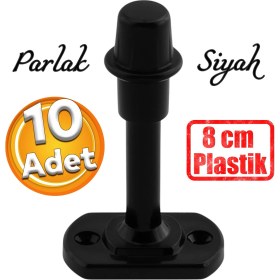 Resim Badem10 10 Adet Mobilya Kapı Arkası Kolu Stoperi Tamponu Plastik Siyah 8cm Stopu Durdurucusu Tutucu Tutacağı 