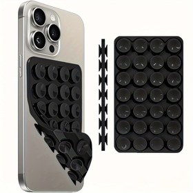 Resim 1 adet Evrensel Güçlü Yapışkan Telefon Tutucu, 24 Emme Kupası ile - Su Geçirmez, Eller Serbest Kurulum, for Iphone, for Samsung, Araba, Banyo ve Ayna için - Silikon Malzeme, Kompakt Tasarım, Güvenli Kavrama, Tüm Gün Kullanımı için Uygun, Banyo Kurulumu | Evrensel Telefon Tutucu | Dayanıklı Silikon 