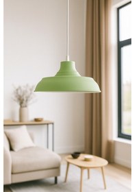 Resim Çakır Yeşil Beyaz Modern Metal Salon - Mutfak - Cafe Sıvama Tekli Sarkıt Avize Yeşil İçi Beyaz 