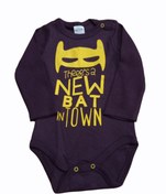 Resim Neşeli Bebek Mürdüm Unisex Pamuk Theeeesa New Bat Intown Uzun Kol Body Zıbın 