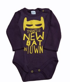 Resim Neşeli Bebek Mürdüm Unisex Pamuk Theeeesa New Bat Intown Uzun Kol Body Zıbın 