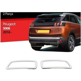 Resim Peugeot 3008 2016 Ve Üzeri Krom Egzoz Çerçevesi 2 Parça Paslanmaz Çelik 