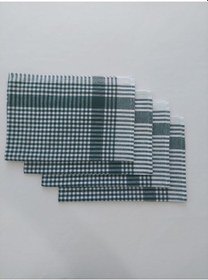 Resim Pamuklu Yeşil Renkli Pöti Kareli 4'lü Kurulama Bezi,peçete 